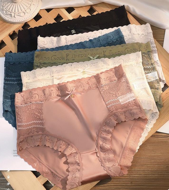 Combo 5-10 Quần Lót Nữ Lụa Satin Viền Sóng Cạp Cao, Gen Bụng, Nâng Mông, Tàng Hình, Chất Mát Lạnh Mềm Mịn Bigsize 38-90kg Ren Voan Voi Women