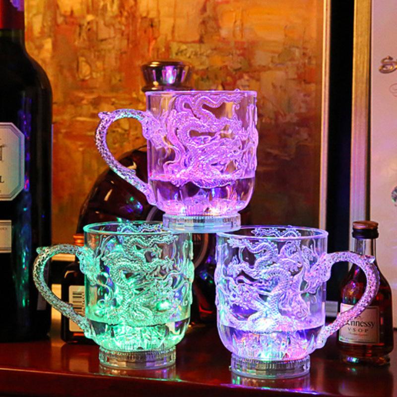 Cawan Bar Cawan Air Berkelip LED, Kapasiti 285ml, Corak Naga, Menyala Air ...