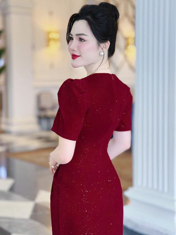 [MIỄN SHIP] MDU4571 Váy Nhung Tuyết Cao Cấp - Sắc Đỏ Kiêu Sa Và Mềm Mại Dành Cho Nữ Women Dress 4