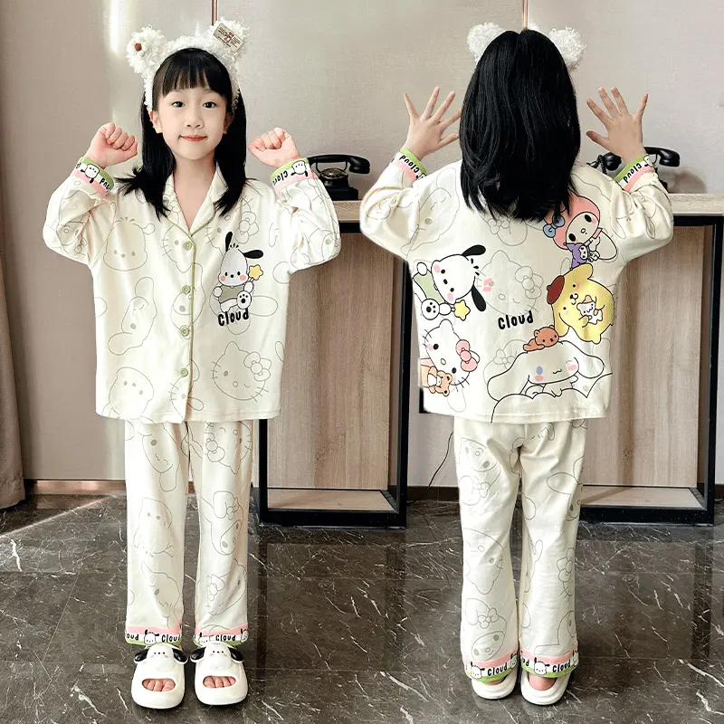 Đồ Ngủ Bé Gái, Bộ Đồ Dài Tay, Cho Trẻ Em, Thích Hợp Cho Mùa Xuân Và Mùa Thu, Thời Trang Dễ Thương, Thích Hợp Cho Trẻ Lớn Hơn, Đồ Mặc Ở Nhà Mùa Hè, Hàng Mới Về Năm 2024 0