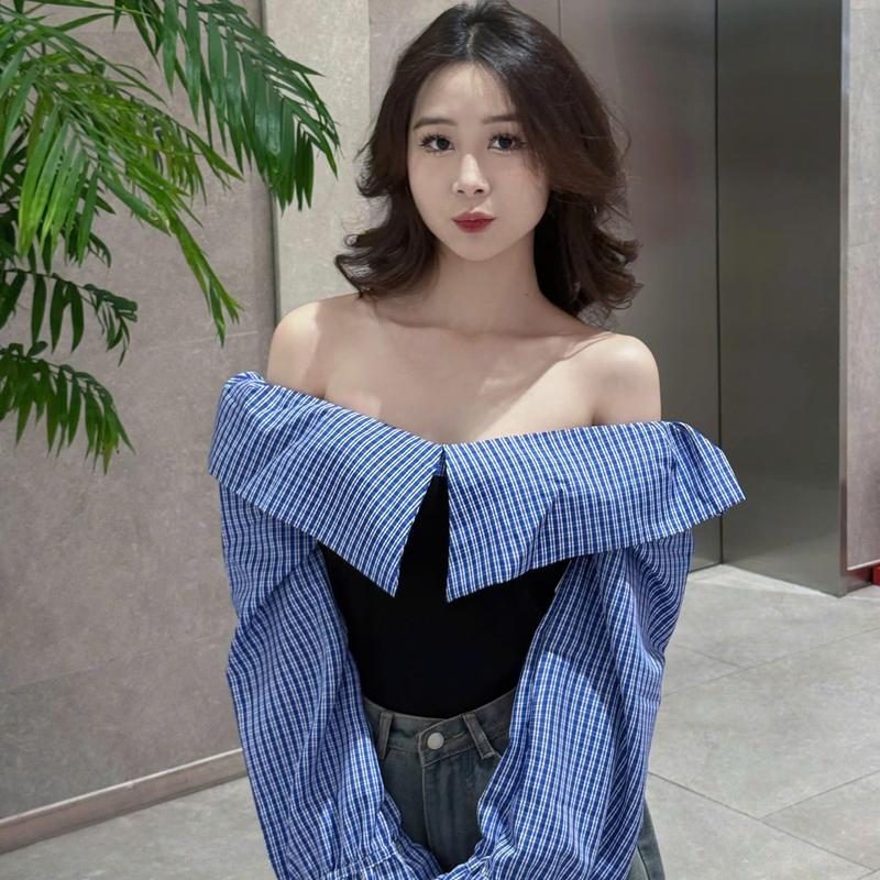 [TOP BÁN CHẠY] Áo sơ mi trễ vai Timo , áo sơ mi nữ thời trang cách điệu phong cách trẻ trung năng động AOT003