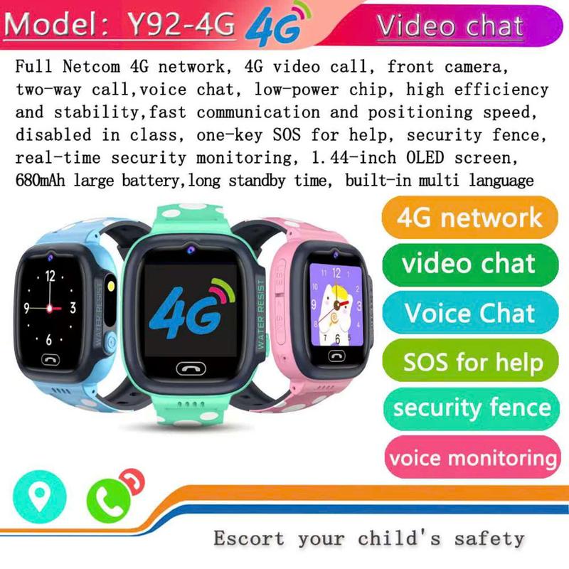  Đồng Hồ Thông Minh Y92 Lắp Sim 4G Nghe Gọi video call- Định Vị  Cho Bé  Có Tiếng Việt  Mẫu mới 2024  pin trâu  Smartwatch Watch 