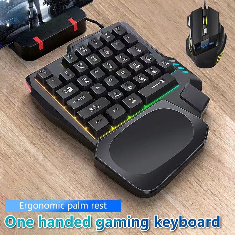 Bàn Phím Chơi Game, RGB, Một Tay, Mini USB, Siêu Có Dây, 35 Phím, Một Bàn Phím Đèn Nền, Dành Cho Máy Tính, PC, Máy Tính Xách Tay