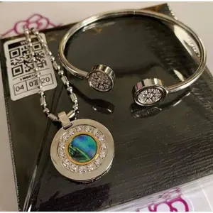 SATUSET KALUNG QUANTUM PENDANT+GELANG BULAT PELANGI BIO MAGNETIC MOTIF ELEGAN(BISA COD) - GLX