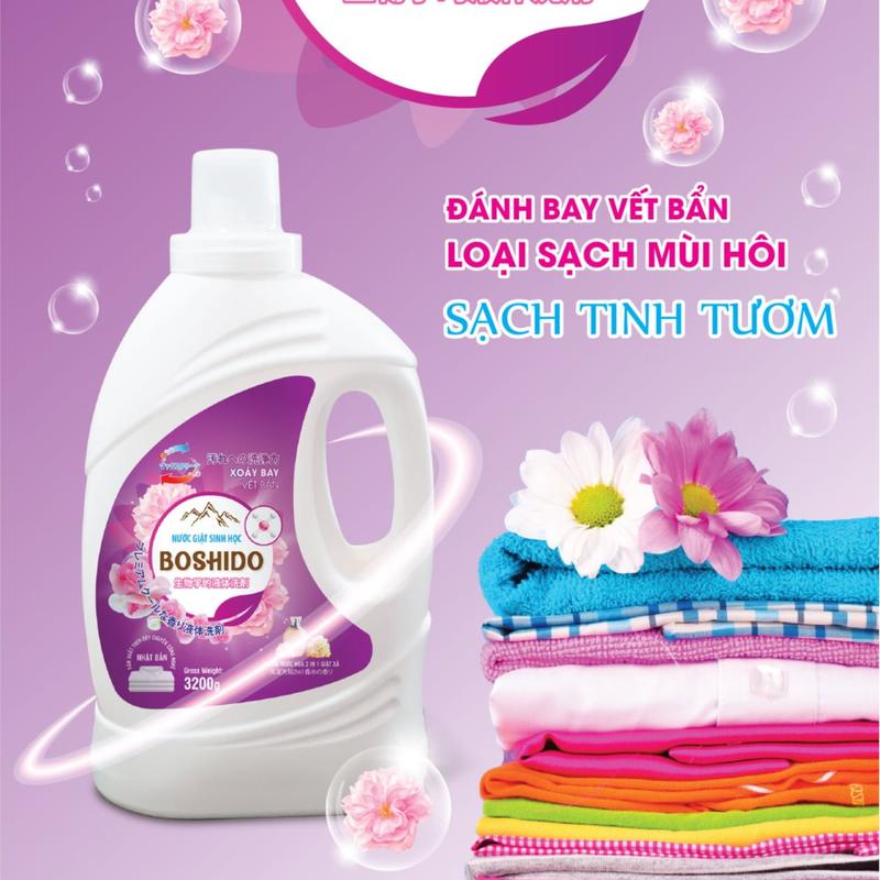Nước Giặt Sinh học Boshido 1 can 3,2 lít sản xuất trên dây chuyền Công nghệ Nhật Bản Làm Sạch