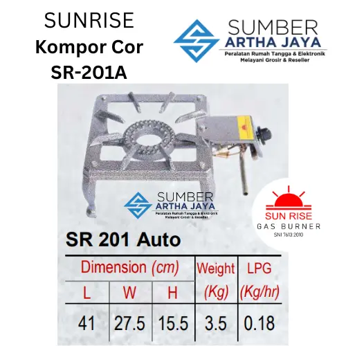 SUNRISE Kompor Cor / Kompor Api Seribu 1 Tungku SR-201A Tekanan Rendah Besi 1