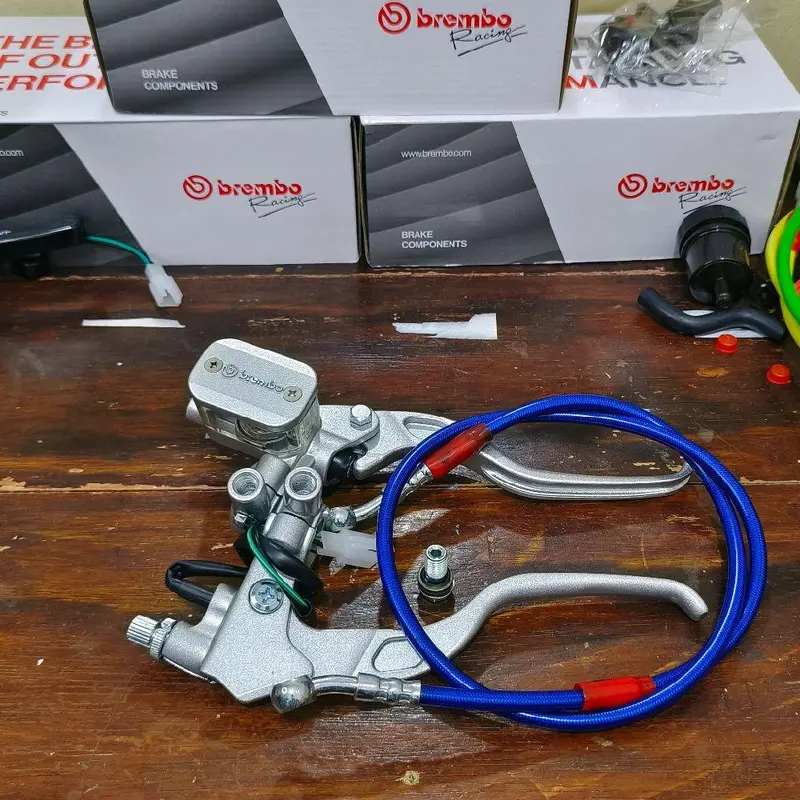 Paket Hemat Master Rem Bremb Kotak Set Handle Rem Kopling + Selang Rem Racing 95cm Universal Kendaraan Motor Sepeda Motorcycle 4
