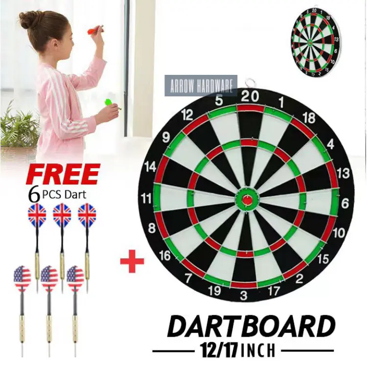 Dart Board Set Original Thickened Double-Sided with 6 Dart Pins (12/17 Inches)