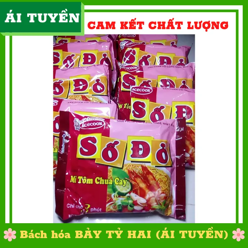 Thùng 30 gói mì số đỏ tôm chua cay gói 65g