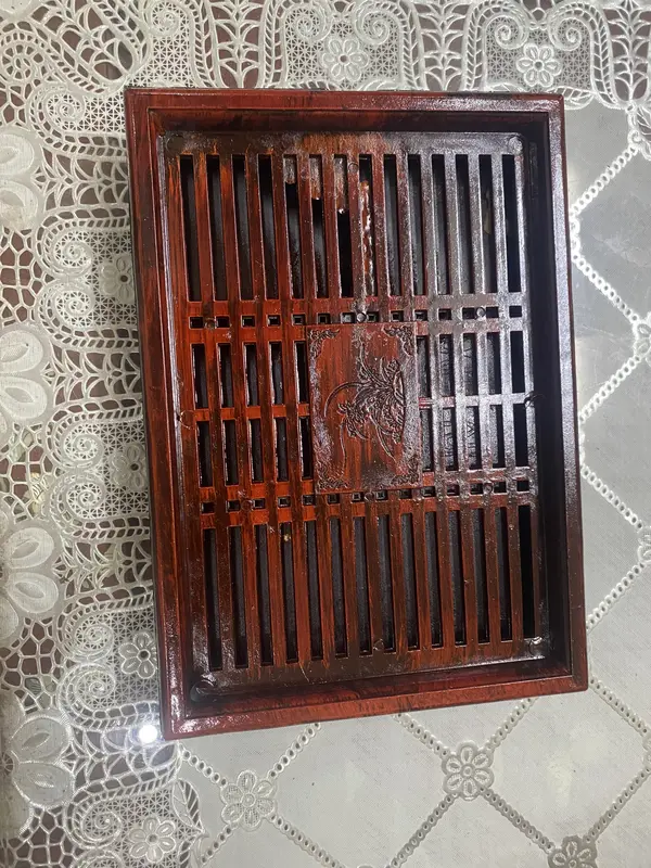 Khay trà dáng sập mặt lõm màu vân gỗ nhựa nguyên chất, khay đựng ấm chén sang trọng độ bền cao 4