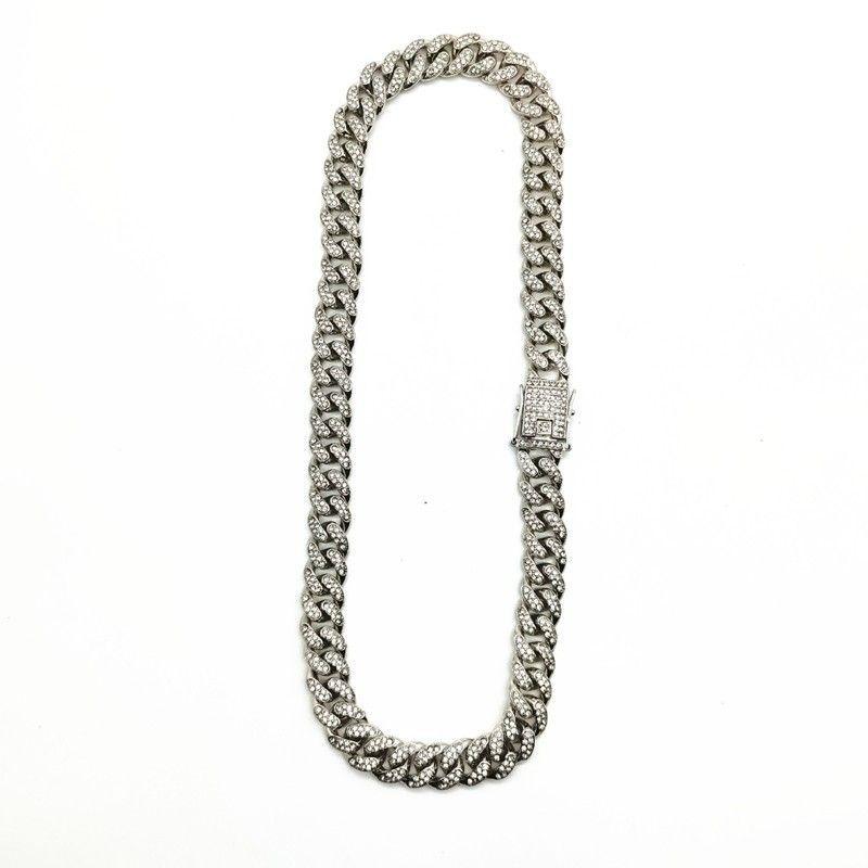 Full Crystal Stone Cuban Chain Hip Hop Bracelet For Men Silver Color Metal Link Chain Rhinestone Luck Closure Mens Bracelet 4