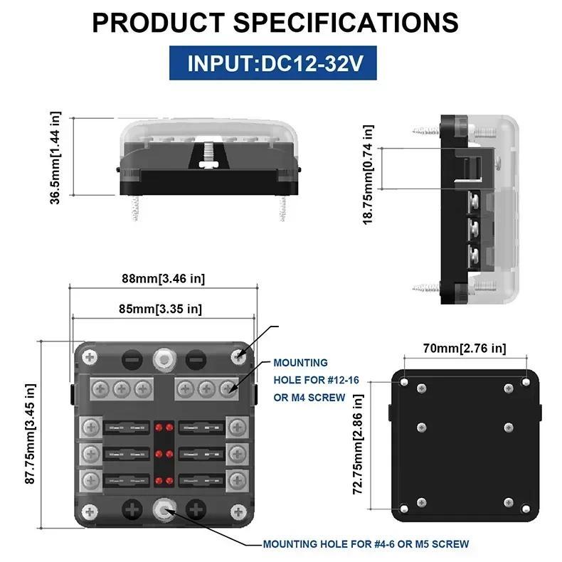 Product Introduction of 6/12 Way Blade Fuse 12-24V Car Boat Fuse Box Holder with Plastic Cover for Power Panel Board Camper RV Accessorie 20