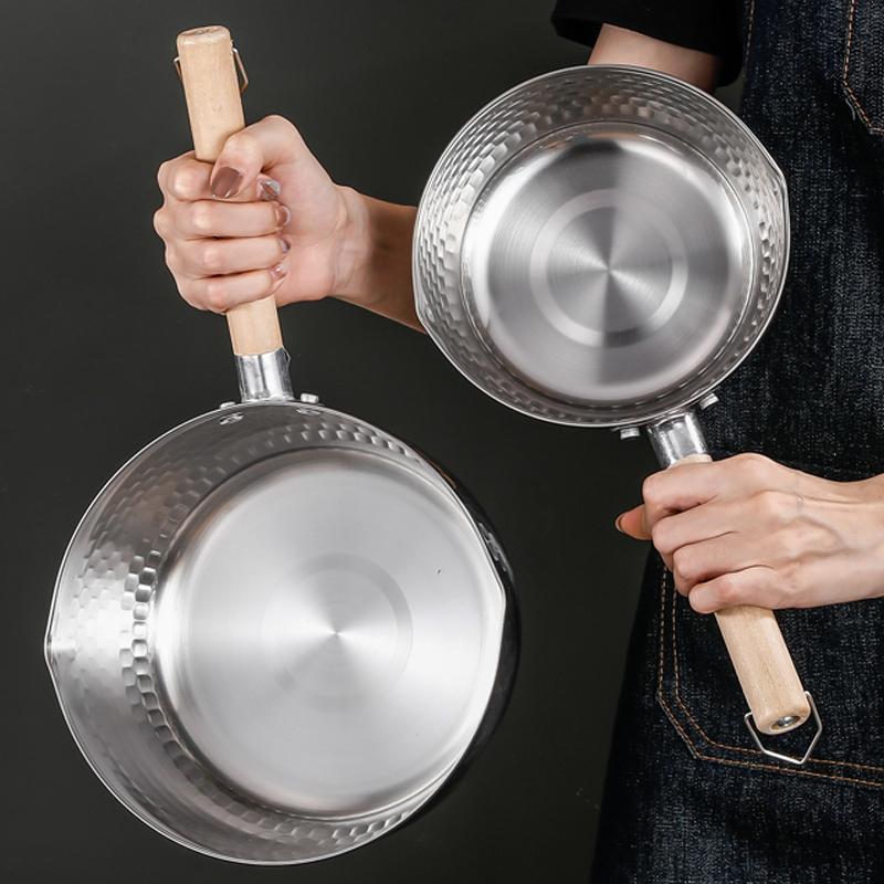 Stainless Steel Saucepan with Wooden Handle, 1 Count Milk Pot without Lid, Kitchen Cookware for Home Daily Cooking, Kitchen Accessories 2