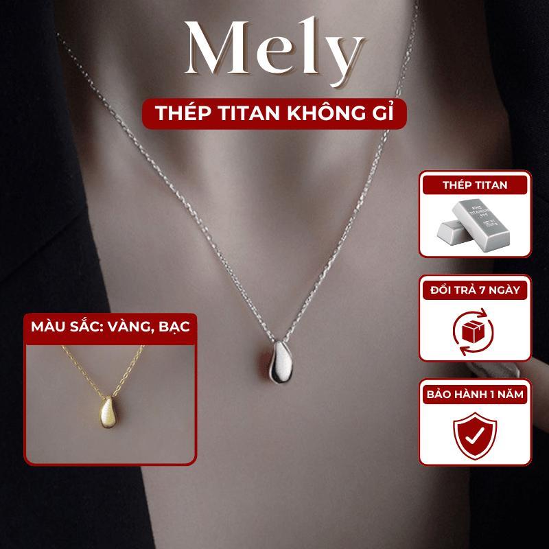  Bộ Dây chuyền hoa tai Trang Sức nữ sợi mảnh mắt xích mặt giọt nước titan không đen gỉ - Mely TT25 Women 