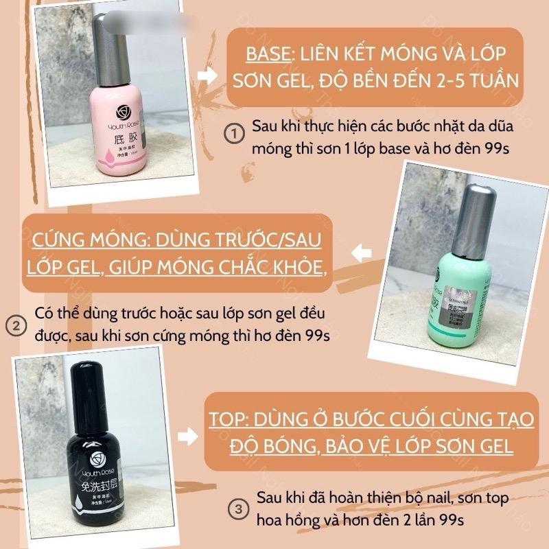 Base top cứng mó.ng hoa hồng , sơn gel liên kết mó.ng 15ml làm nail 4
