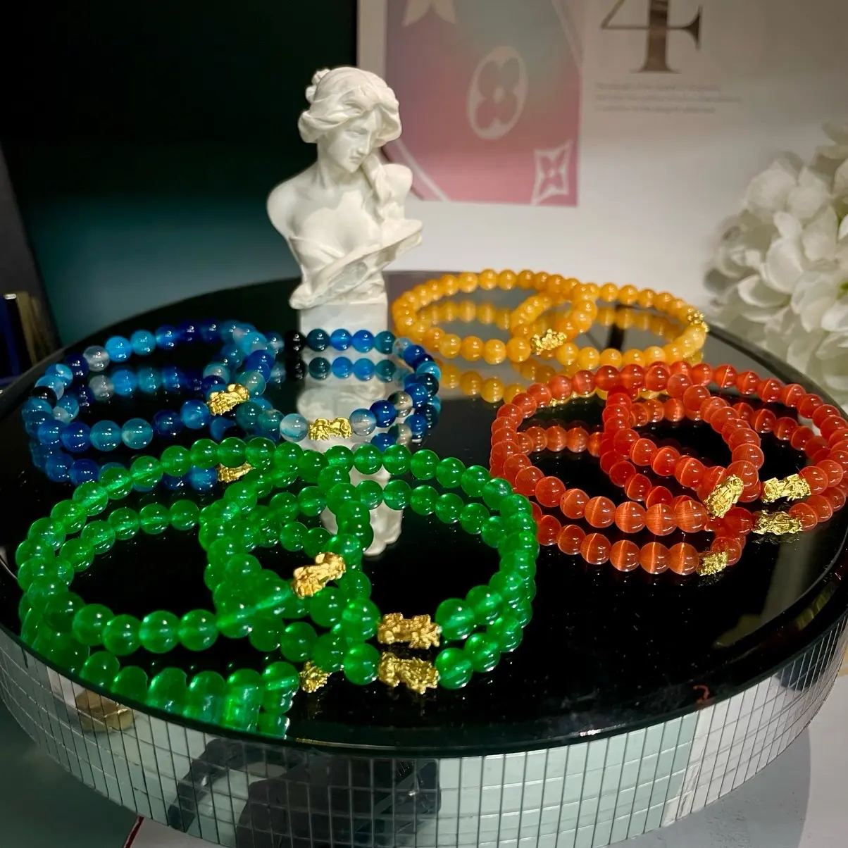 PT45 Chuỗi đá đeo tay phối charm Tuỳ Hưu