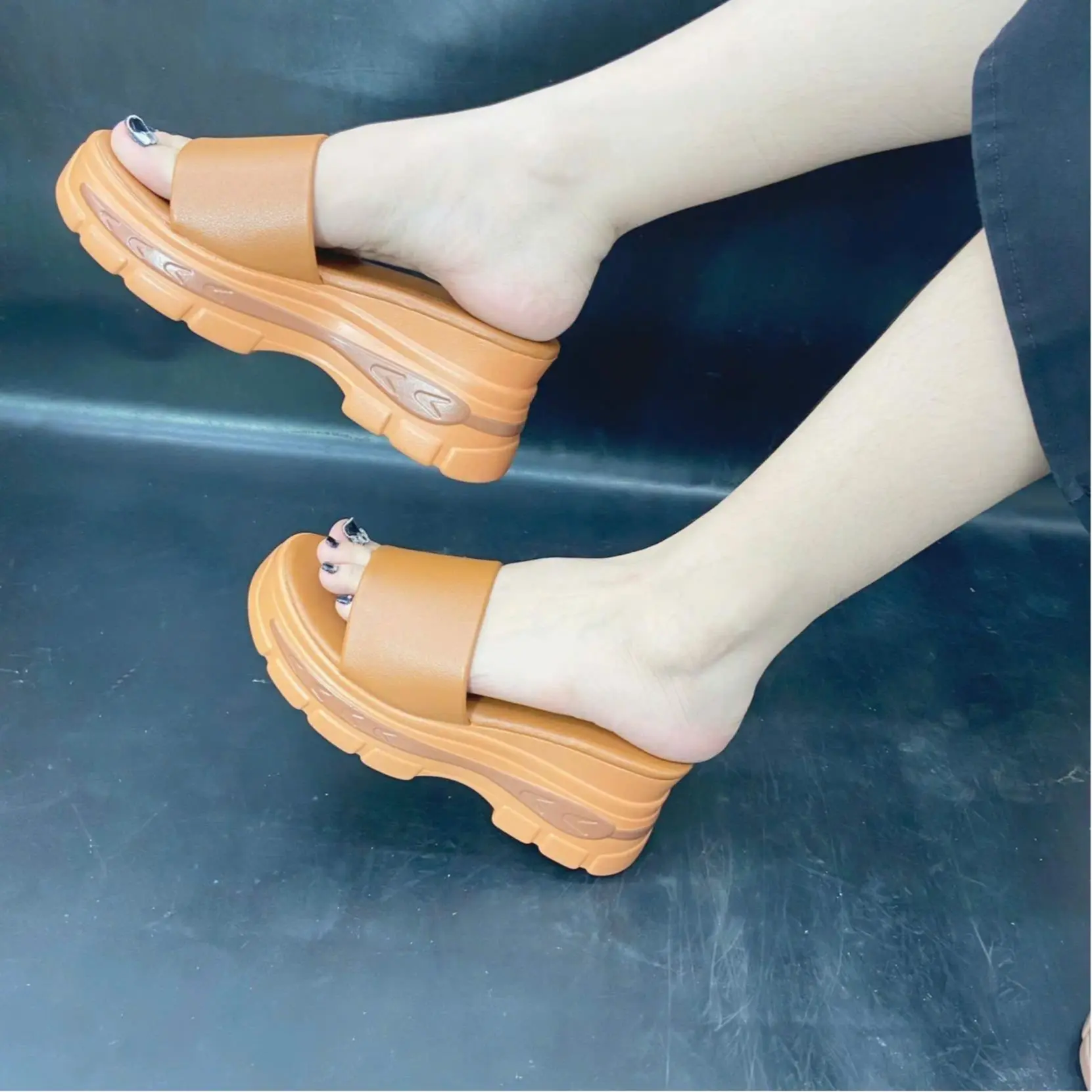 Dép Pu quai bản ngang da mờ 7 cm 5 màu siêu xinh nhẹ dễ phối đồ