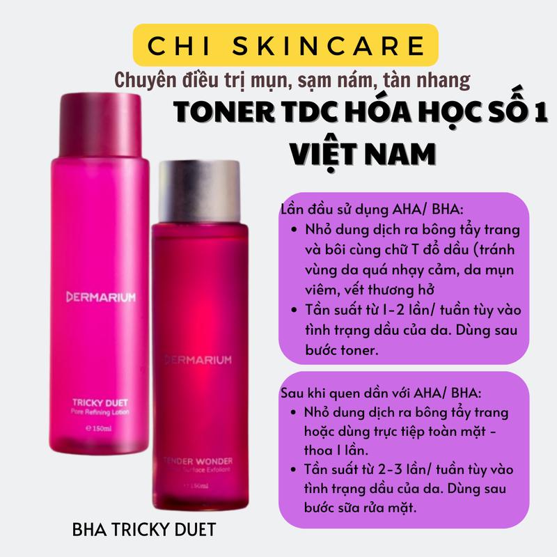 Toner acid Tricky Duet BHA 2% Salicylic Acid Dermarium, kiềm dầu, se khit lcl, làm sạch - Chi Skincare