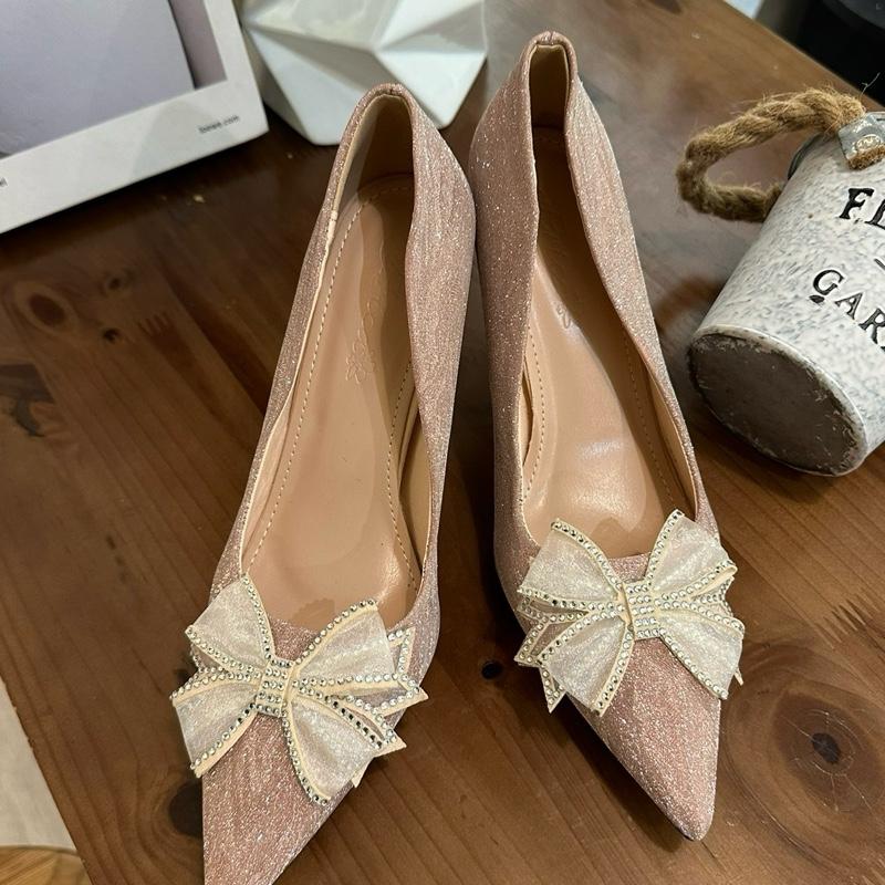 Giày Eldor nơ cánh tiên tiểu thư sang chảnh ( trắng đen)7cm-9cm 2