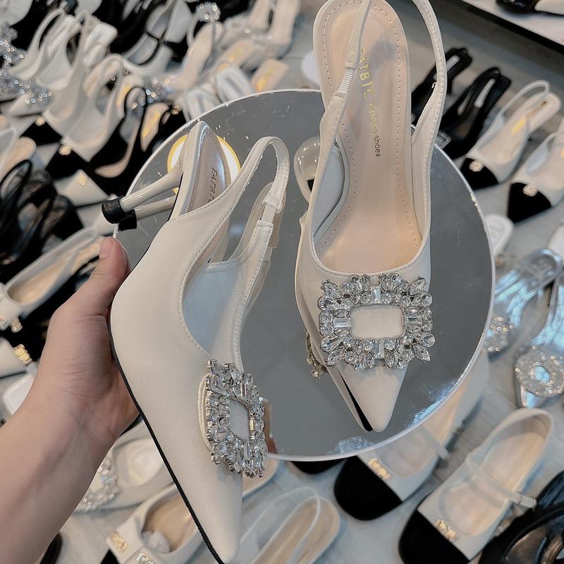 A7 - Giày cao gót shosse khoá đá vuông 7p ( CHUẨN SIZE) có bảo vệ gót 4