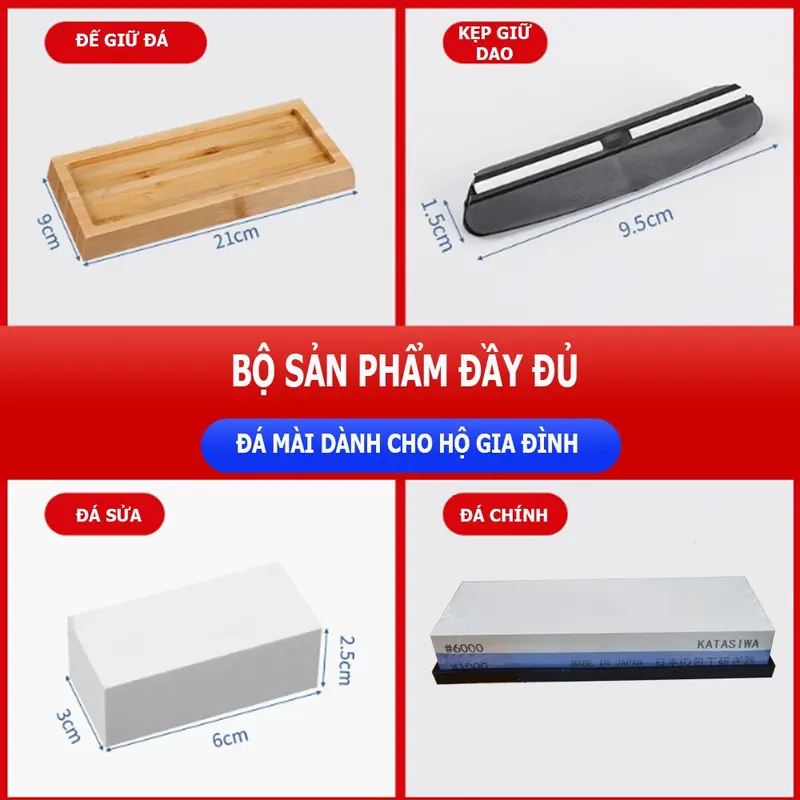 Bộ đá mài dao kéo 2 mặt KHALIK KATASIWA độ nhám mịn 1000 - 6000  loại cao cấp dành cho gia đình 1