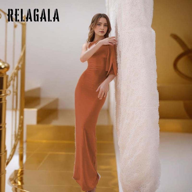RelaGala Women's 2024 New Solid Color Casual Sexy Slanted Shoulder Sleeveless Hip Wrapped Dress 1