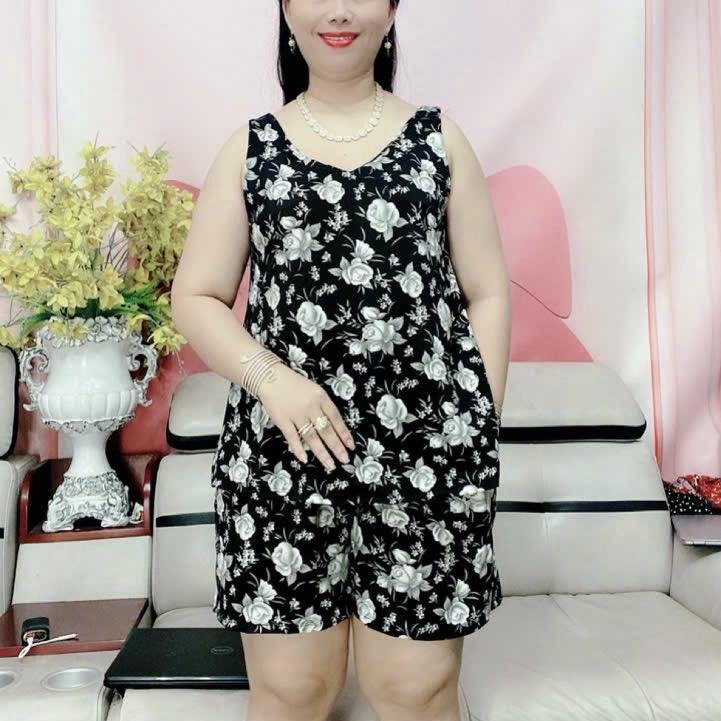 Mã 31 . Bộ đùi mặc nhà Bigsize 45kg đến 100kg Nữ Thun Women Mã 31 - Quần Ngủ Áo dobo tay Voi