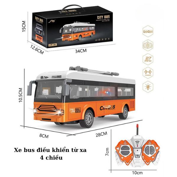 Xe bus điều khiển từ xa 4 chiều có đèn chạy pin AA – Mô hình xe bus city school bus xe điều khiển từ xa cho bé