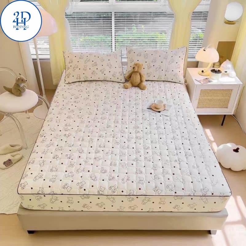 Bộ Ga Gối Cotton Đũi Sơ Đậu Nành trần bông  êm ái thoáng khí-2DH Bedding ga giường màu đen tấm nệm cưới