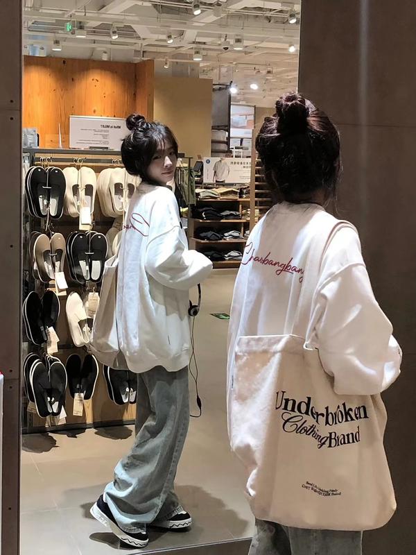 Fashion vintage long sleeve cổ tròn áo sweater nỉ nữ dày nữ oversize unisex 100%cotton Women Top 4