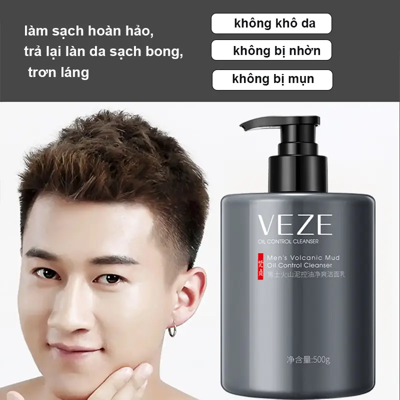 Sữa rửa mặt dành cho nam làm trắng da sạch mụn kiểm soát dầu và làm sạch sâu-500ml 2025Mẫu mới 5