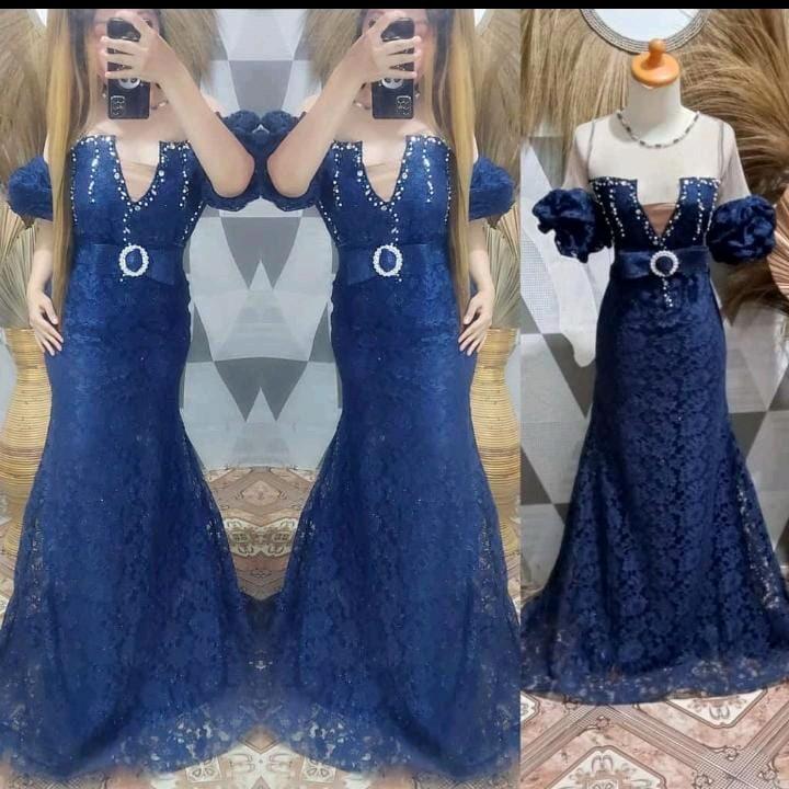 LongDress brukat Biru Navy 0