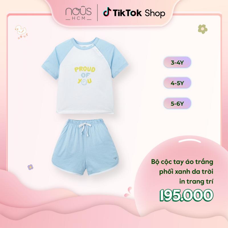 [KOL Nous Kid] Bộ quần áo Nous cộc tay cho bé trai, bé gái in chữ đáng yêu nhiều màu sắc cho bé từ 3-6 tuổi