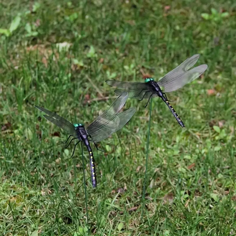 Dragonfly Design Garden Stake (4pcs/set), Garden Decor Stake with Bendable Wire, Garden Decoration Supplies for Home Yard Garden 4