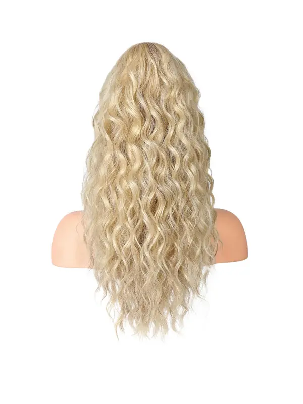 18 Inch Long Curly Wavy Blonde Ponytail Extension, Gorgeous Fluffy Synthetic Ponytail Extension, Synthetic Claw Clip in Ponytail Hairpiece for Party & Daily Use, Hair Extensions, Synthetichair 0
