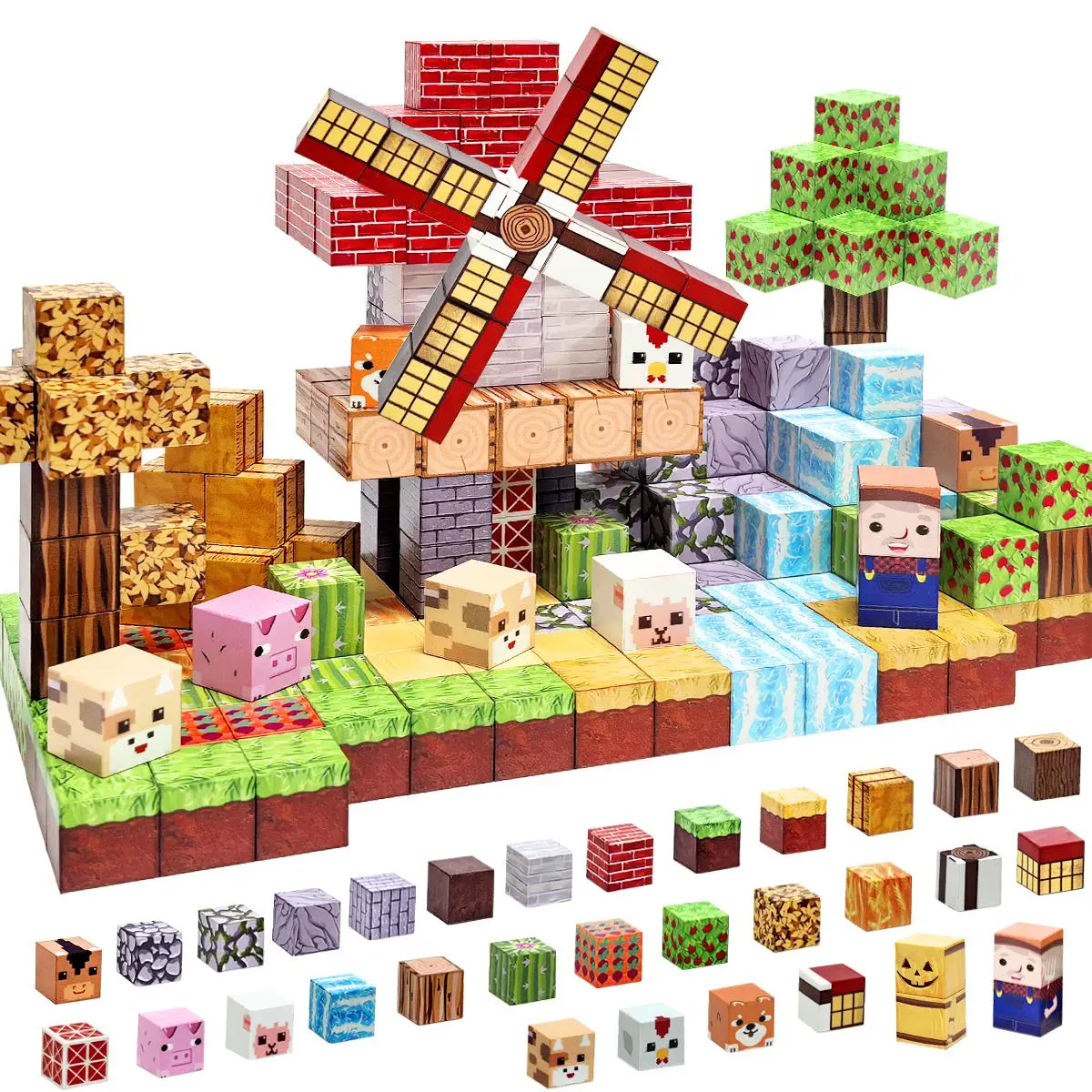 Farm Theme Building Blocks, Creative Blocks Building Toys, STEM Sensory Educational Building Blocks for Boys & Girls Best Gift Toy