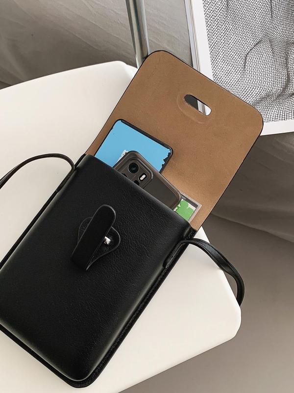 Men's Casual Plain Pu Leather Crossbody Bag,  Simple Style Buckle Shoulder Bag for Travel, Daily Use 7