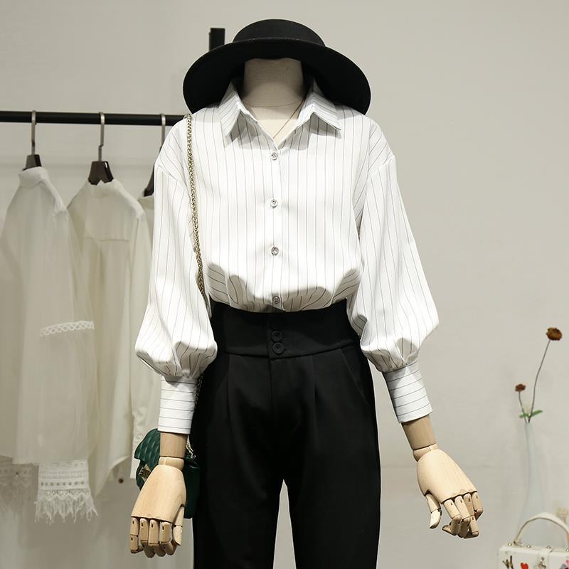 Áo Sơ Mi Sọc Nữ, Thiết Kế Đẹp, Phong Cách Cổ Điển Thanh Lịch Độc Đáo Phong Cách Hồng Kông, Thích Hợp Mặc Công Sở, Trang Phục Mùa Thu, Hàng Mới Về, 2024 Top Women 1