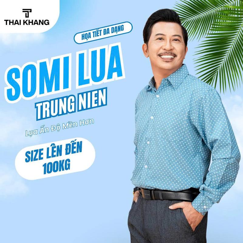 Áo sơ mi nam trung niên dài tay họa tiết vải cotton lụa co giãn mềm mát form rộng classic Menswear Shirt