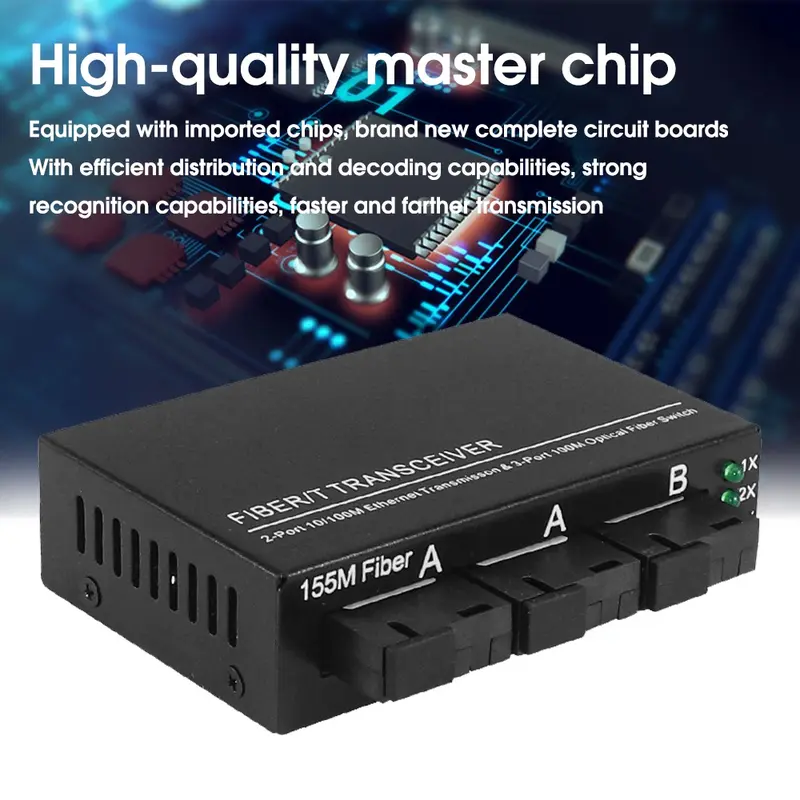 3F2E Fiber Optik Media  Converter Single Mode 2 Rj45 Dan 3 Sc Port 10/100Mbps Asli Import 1