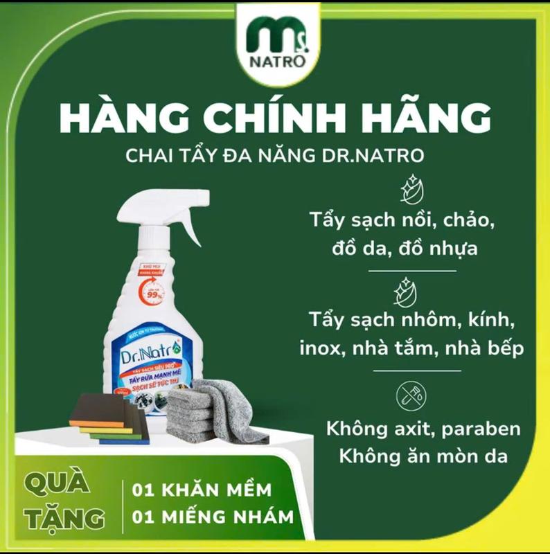 Nước tẩy đa năg Dr.Natro 500ml- Siêu tẩy rửa ion từ trường-Làm sạch mạnh mẽ hiệu quả, tẩy dầu mỡ, rỉ sét, đồ nhựa, nồi chảo cháy... thay thế Nước Rửa Chén cho bề mặt bám bẩn khó vệ sinh, nướctẩyđanăng - Amee Store nu octay nuoc  rua giadung  tienich