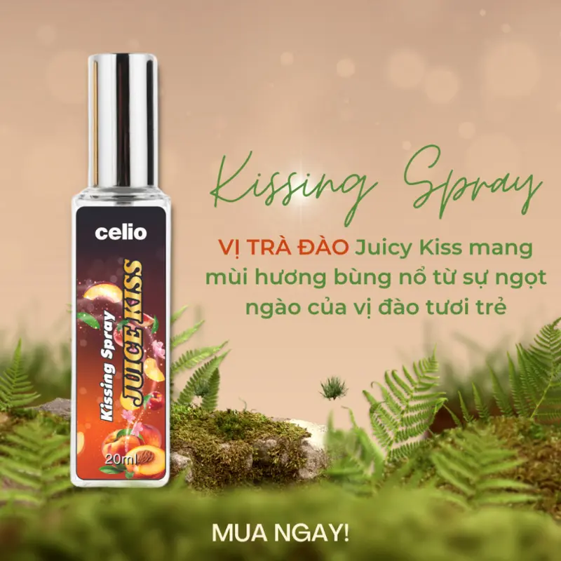 Xịt Thơm Miệng Love Spray Kissing Spray CELIO Hương Juicy Kiss vị Đào, vị Bạc Hà, Vị cafe bùng nổ nụ hôn nồng cháy Xịt Miệng 3