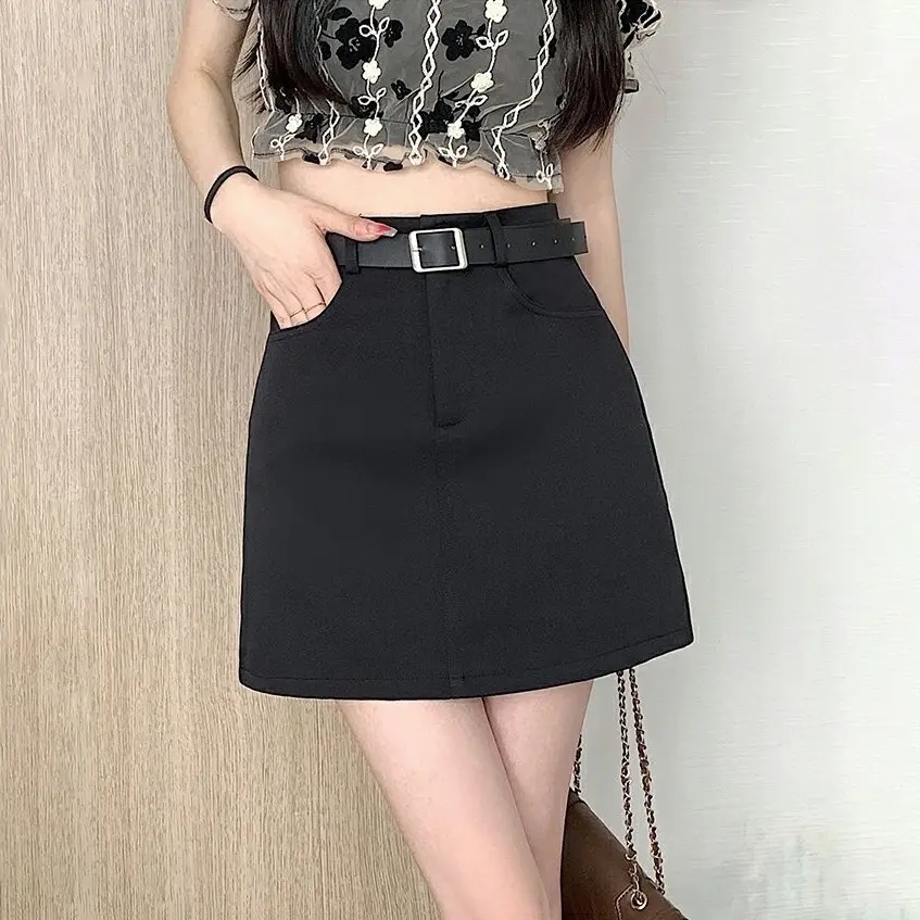 Chân váy ngắn 2 túi dáng A (H7) khoá trước kèm đai lưng cá tính , chất tuyết mưa loại 1