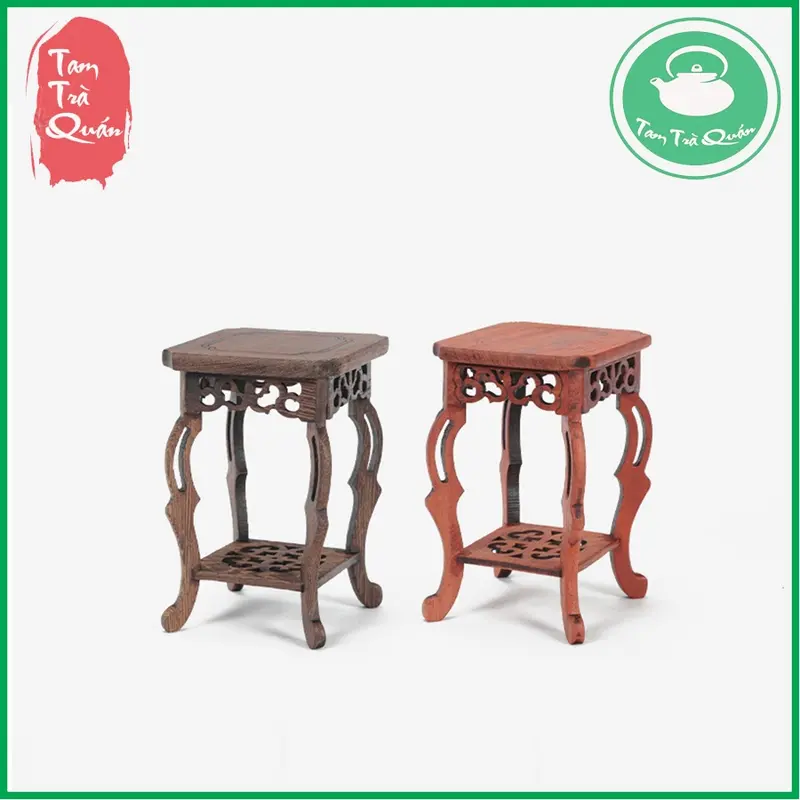 Đôn gỗ mini chân cao kê ấm, kê tượng 0