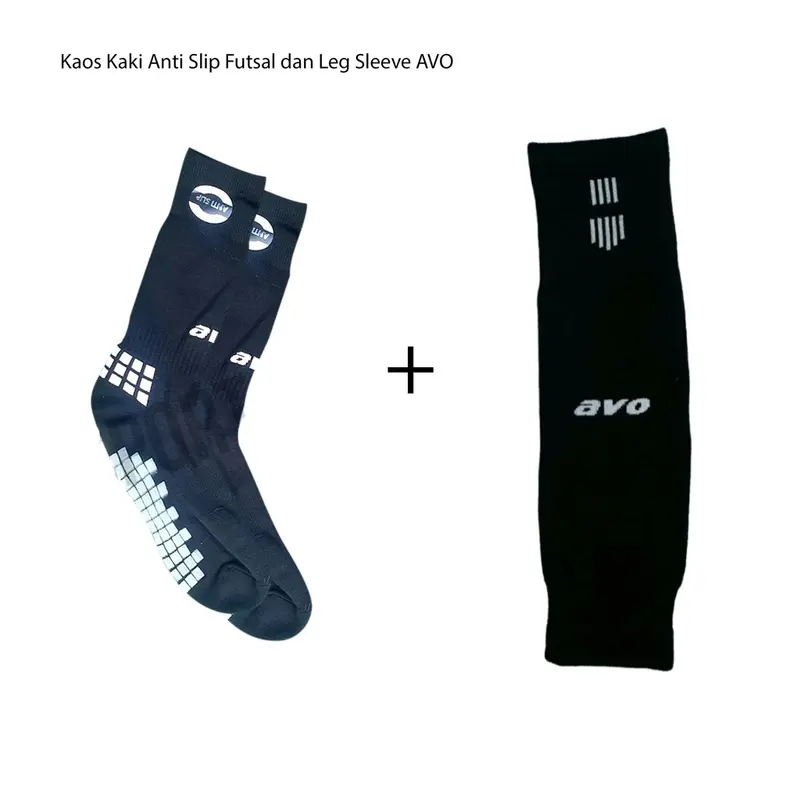 Kaos Kaki Avo Futsal Sepak Bola Anti Slip Pendek Panjang Sambung Dummy Slevee Hitam Putih Original 1