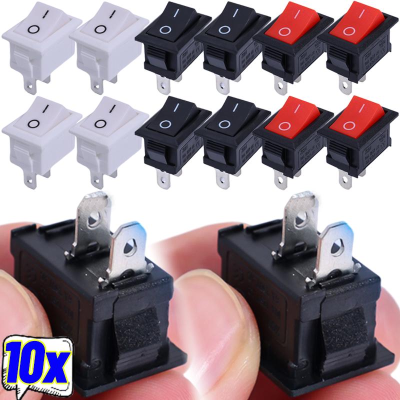 10/5pcs Mini Rocker Switch Black and Red Snap in Switches Button AC ...