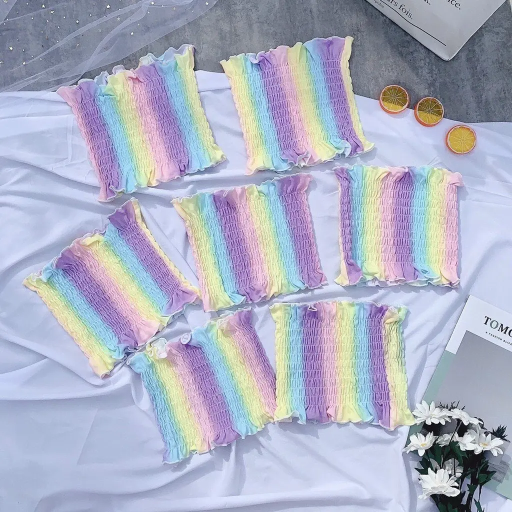 Áo ống nhún loang màu, áo croptop sang chảnh đi biển Nữ Cotton Women