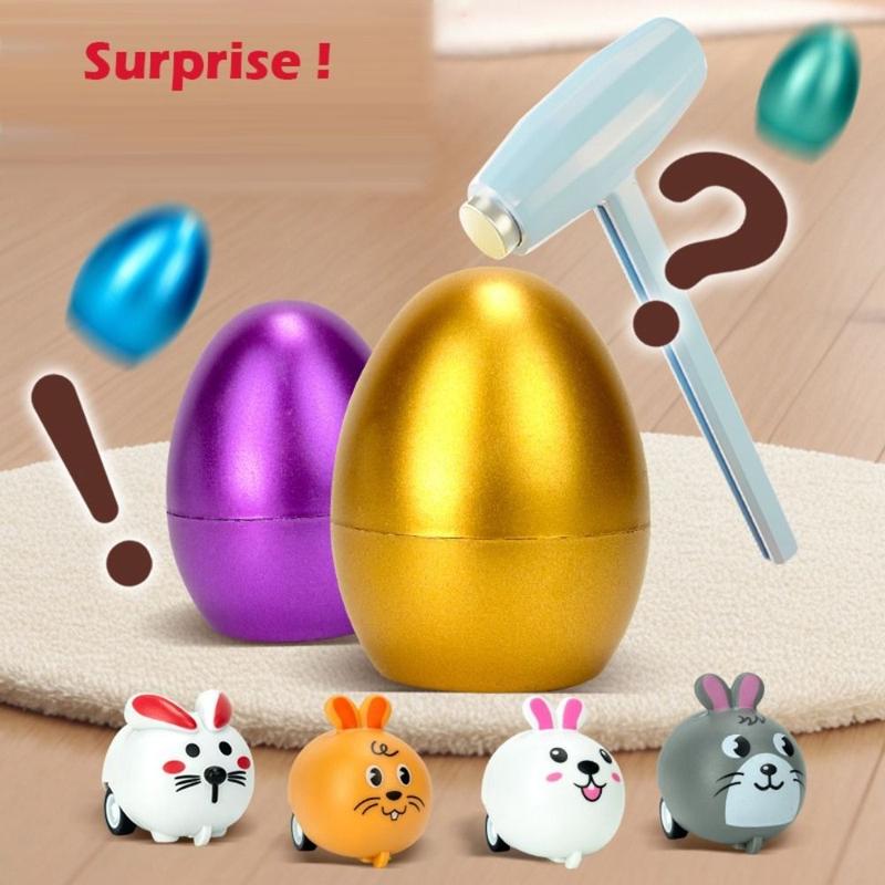 Product Introduction of Funny Cartoon Easter Eggs Blind Box Egg Rabbit Car Easter Gift Easter Toy Set Knock Colorful Eggs Surprise Toys Children 13