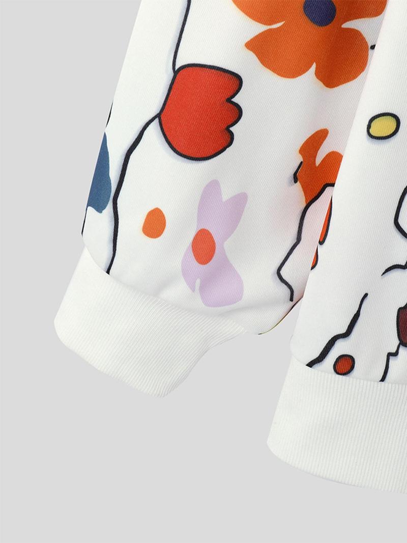 Product Introduction of Men's Floral Print Mock Neck Sweatshirt, Trendy Loose Casual Long Sleeve Pullover for Spring & Fall, Fashion Men's Top for Daily Wear 10