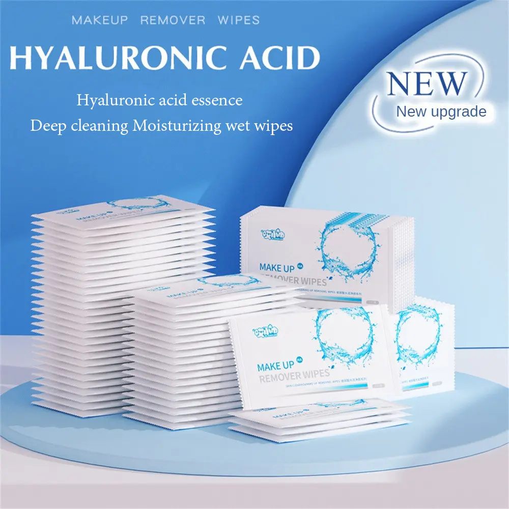 Khăn lau, axit hyaluronic, dưỡng ẩm, làm sạch, tẩy trang, khăn ướt, tẩy trang làm sạch khuôn mặt lười biếng, cho trang điểm mắt và môi, khăn lau ướt, khăn lau bông